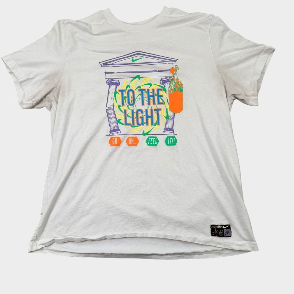 Nike XXL White To The Light Go On Feel It Trippy Graphic T-Shirt Men's Tee
